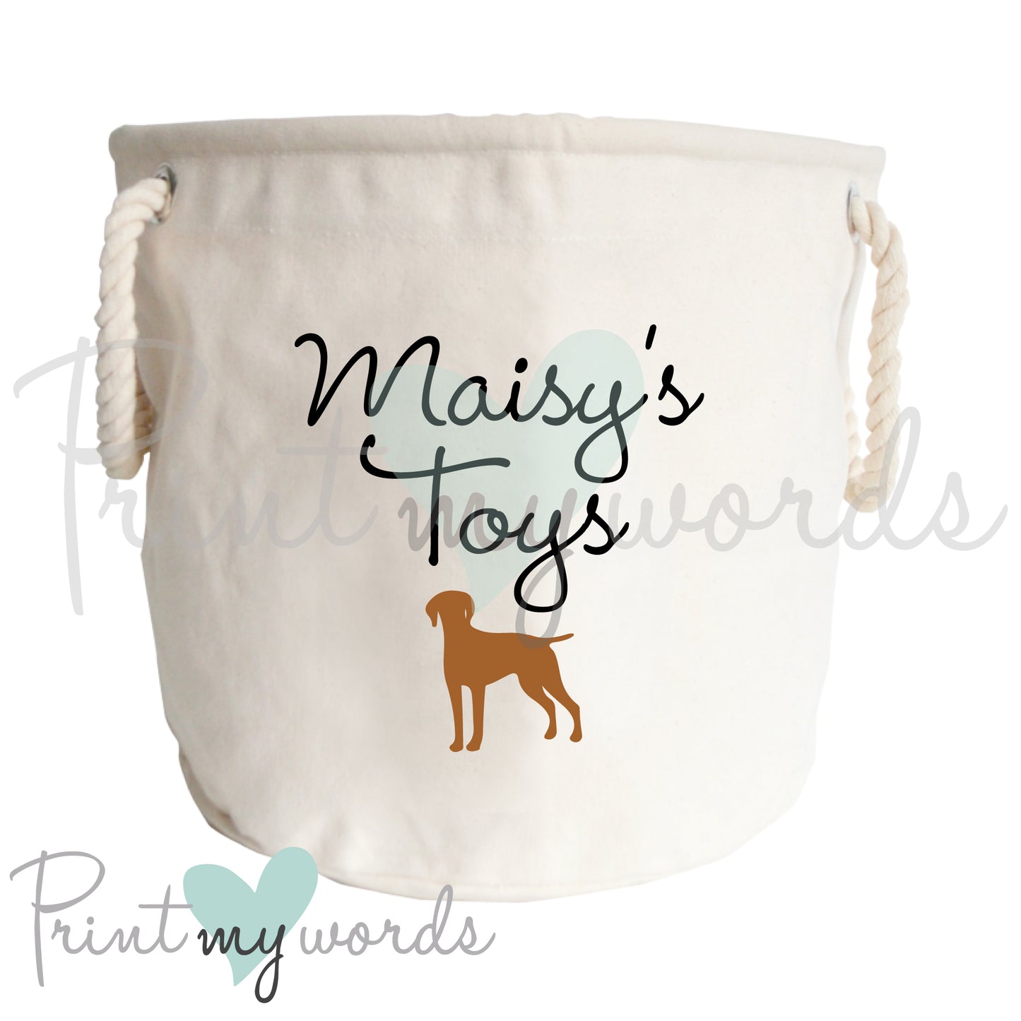 Personalised Pet Toy Storage Trug Hungarian Vizsla