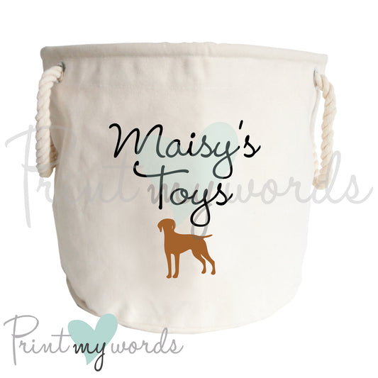 Personalised Pet Toy Storage Trug Hungarian Vizsla
