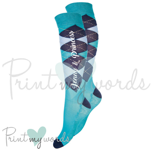 Personalised Equestrian Horse Riding Socks - Script Style