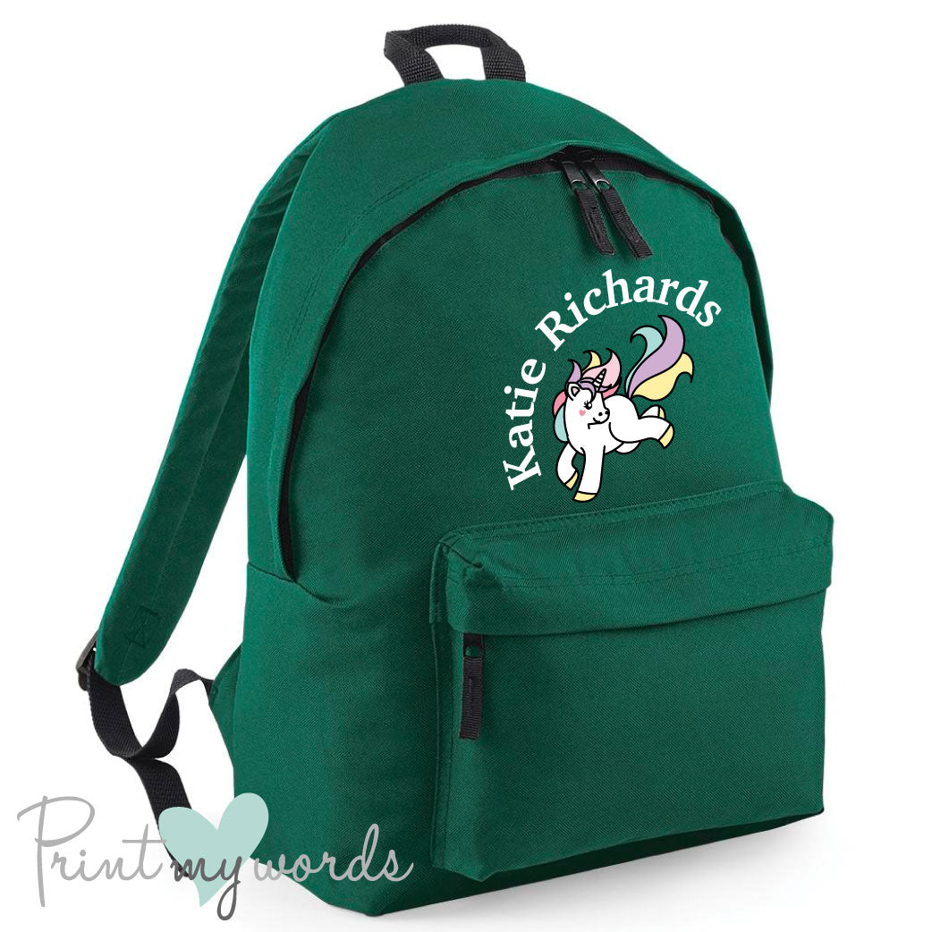 Children's Personalised Unicorn School Rucksack Backpack