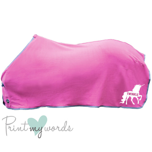 Personalised Equestrian Horse HKM Cooler Fleece Rug - Unicorn Style