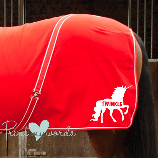 Personalised Equestrian Horse Pony Fleece Rug Cooler - Unicorn Style