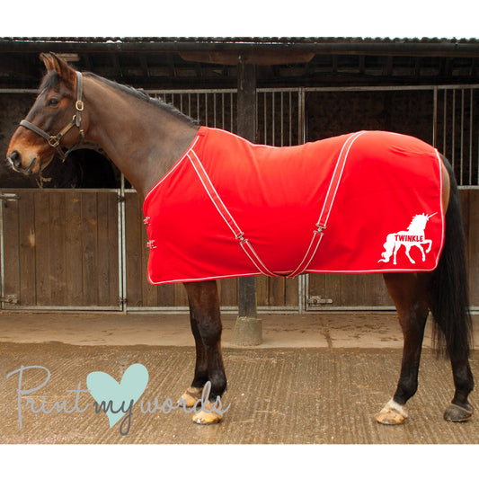 Personalised Equestrian Horse Pony Fleece Rug Cooler - Unicorn Style