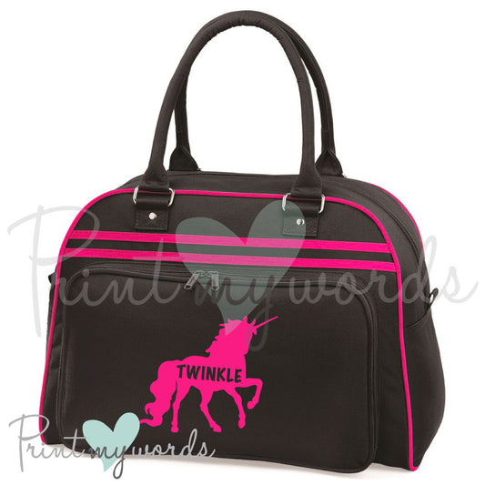 Personalised Equestrian Retro Bowling Bag - Unicorn Silhouette Design