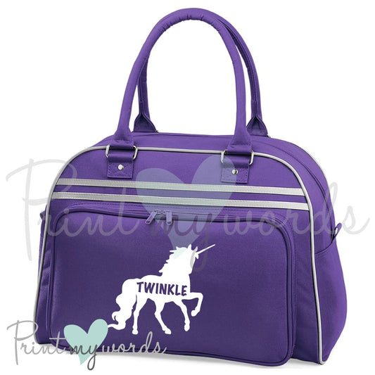 Personalised Equestrian Retro Bowling Bag - Unicorn Silhouette Design