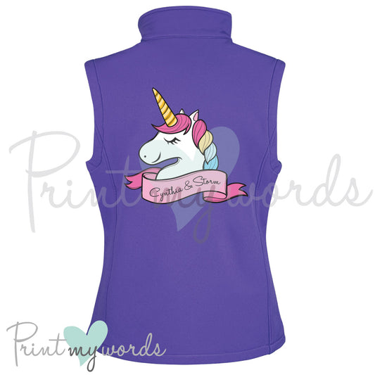 Personalised Soft Shell Gilet Body Warmer Jacket - Unicorn Head Design