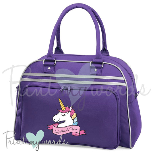 Personalised Equestrian Retro Bowling Bag - Unicorn Head Design