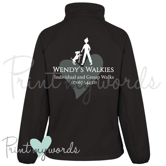 Ladies Personalised Softshell Jacket - Dog Walking Business