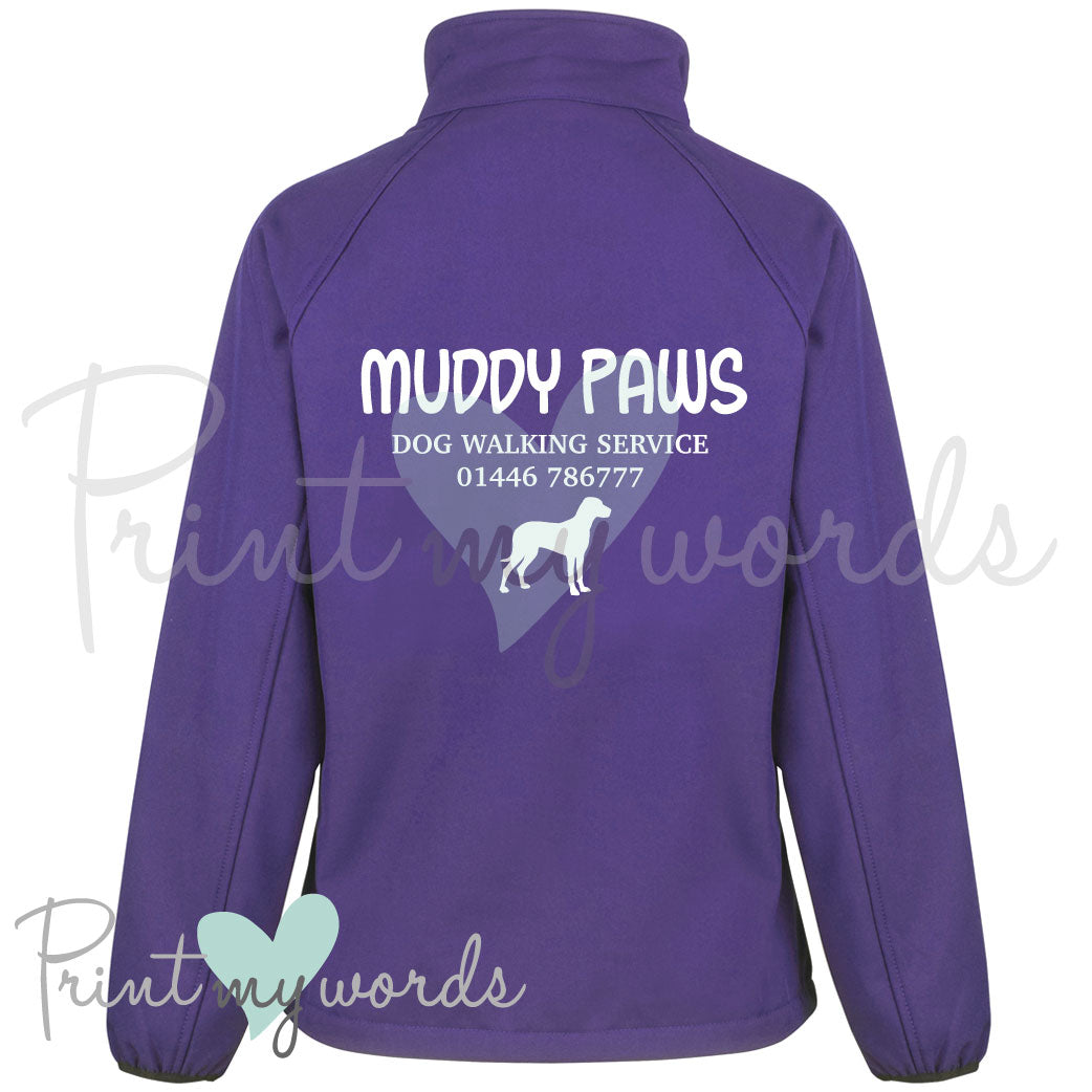 Ladies Personalised Softshell Jacket Dog Walking Business 2 Print My Words