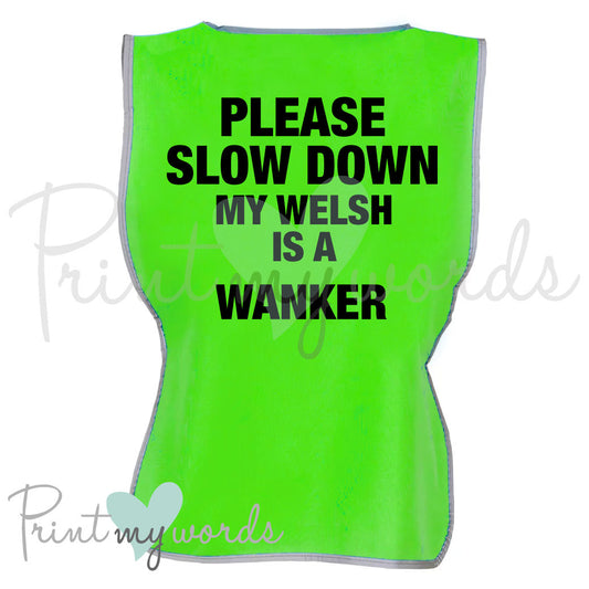 High Visibility Hi Vis Equestrian Reflective Vest Tabard Waistcoat WELSH IS A WANKER