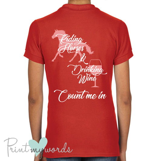 Riding Horses & Drinking Wine Equestrian Polo Shirt