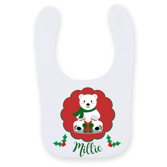 Baby's Personalised Christmas Polar Bear Bib