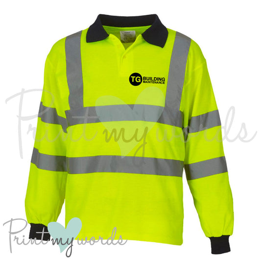 Personalised Hi Vis Workwear Long Sleeve Polo Shirt