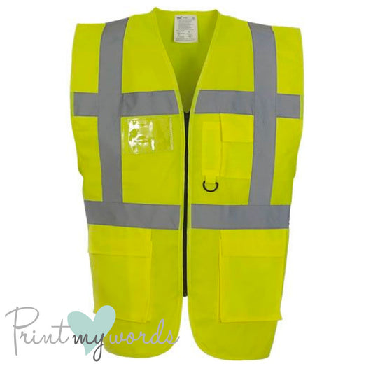 Official PW&S High Visibility Hi Vis Equestrian Reflective Zip-Up Waistcoat CAMERA, 10mph, PLEASE PASS WIDE & SLOW
