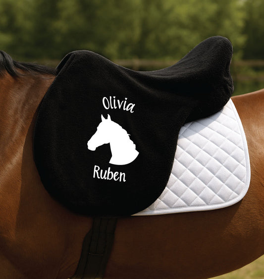 Personalised Fleece Saddle Cover - Horse Head Design