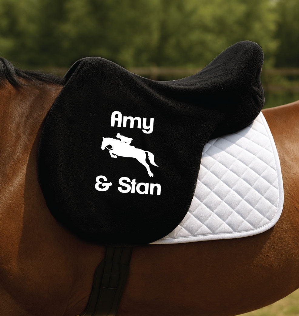 Personalised Fleece Saddle Cover - Jumping Design