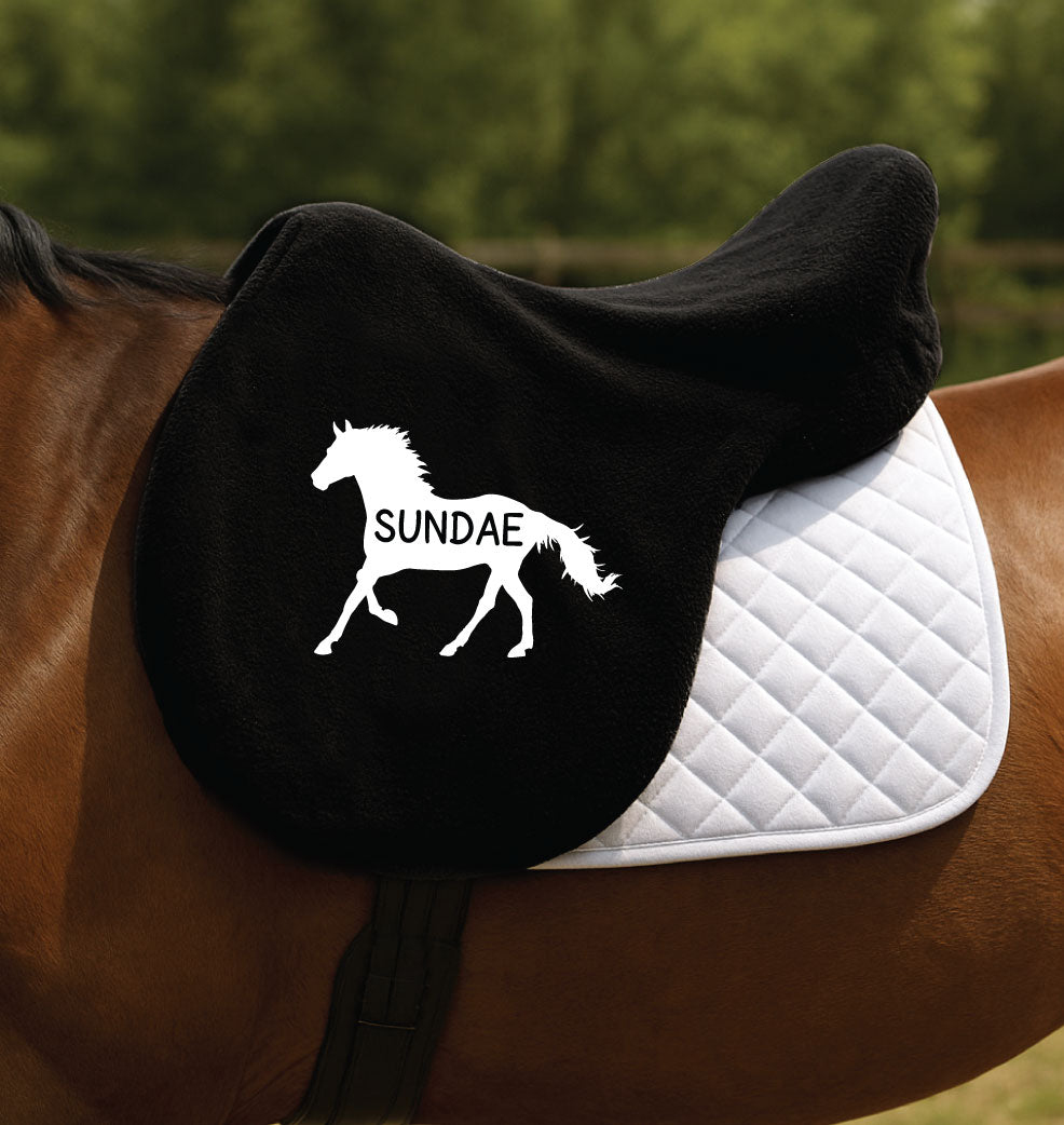 Personalised Fleece Saddle Cover - Thoroughbred Design