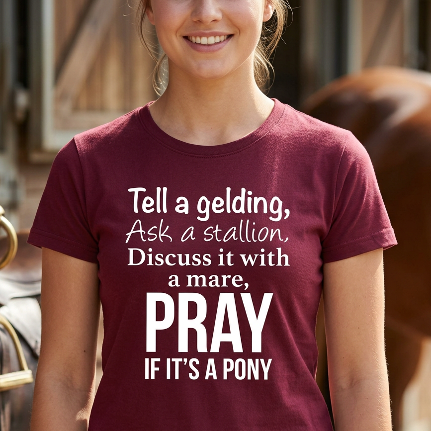 Tell a Gelding, Ask a Stallion | Funny Horse T-Shirt & Equestrian Polo Shirt