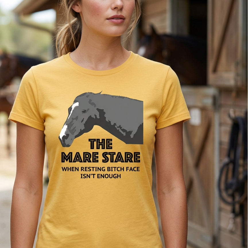 The Mare Stare | Funny Horse T-Shirt & Equestrian Polo Shirt