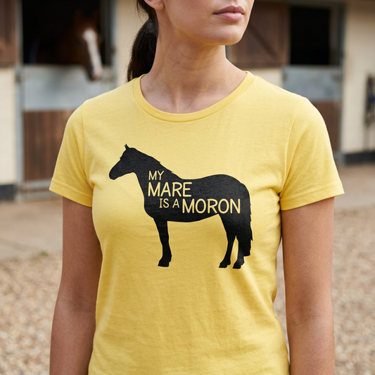 My Mare Is A Moron | Funny Horse Riding T-Shirt & Polo Shirt