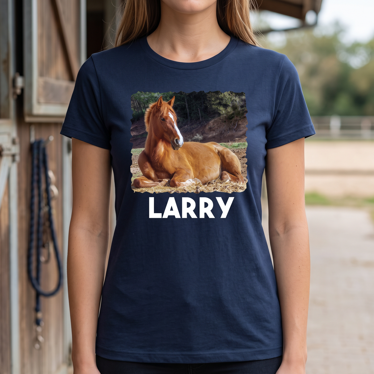 Personalised Horse Photo Polo Shirt | Custom Horse & Pony Name Equestrian Polo