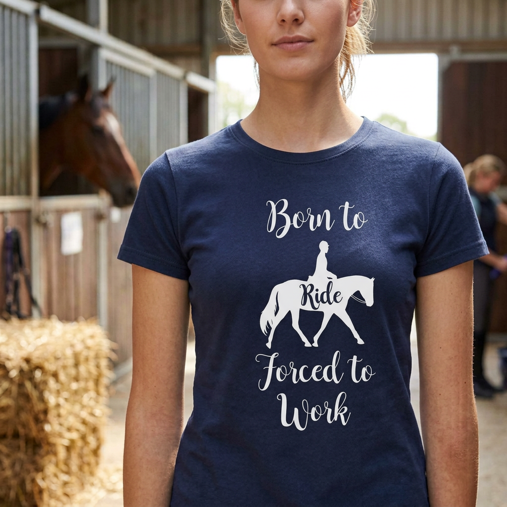Born To Ride, Forced To Work | Funny Horse Riding T-Shirt & Polo