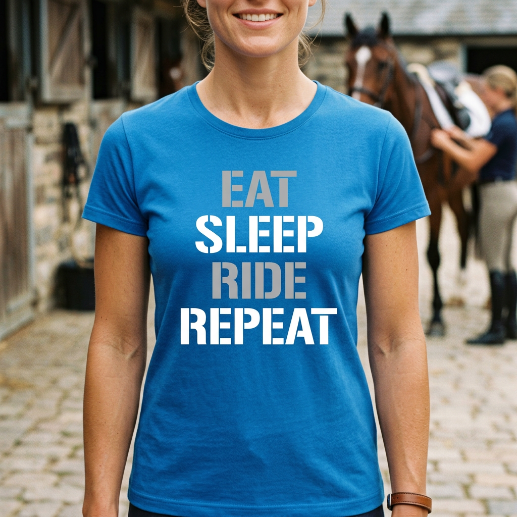 Eat, Sleep, Ride, Repeat | Funny Horse Riding T-Shirt & Polo