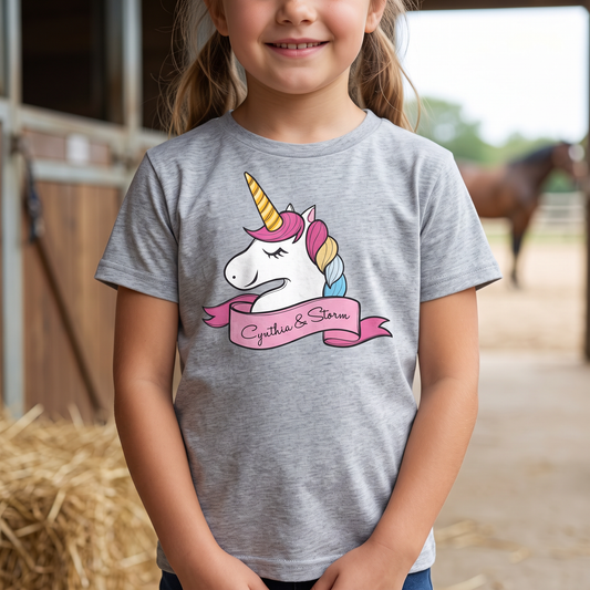 Personalised Unicorn T-Shirt & Polo Shirt | Custom Name Equestrian Clothing