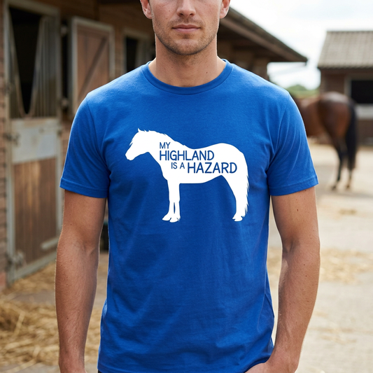 My Highland Is A Hazard | Funny Highland Pony T-Shirt & Polo Shirt