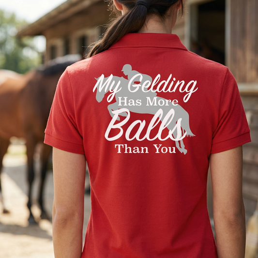 My Gelding Has More Balls Than You | Funny Horse Rider T-Shirt & Polo Shirt