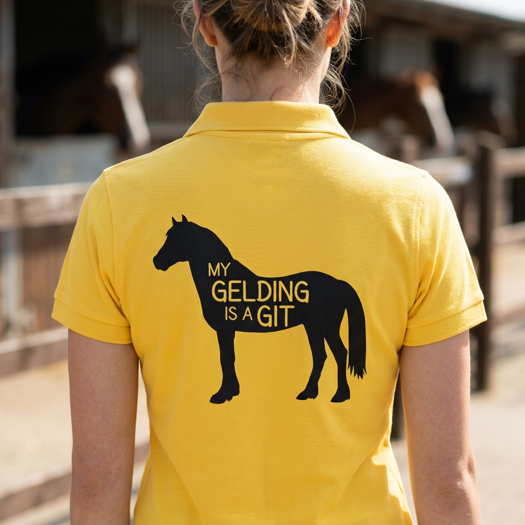 My Gelding Is A Git | Funny Horse Riding T-Shirt & Polo Shirt