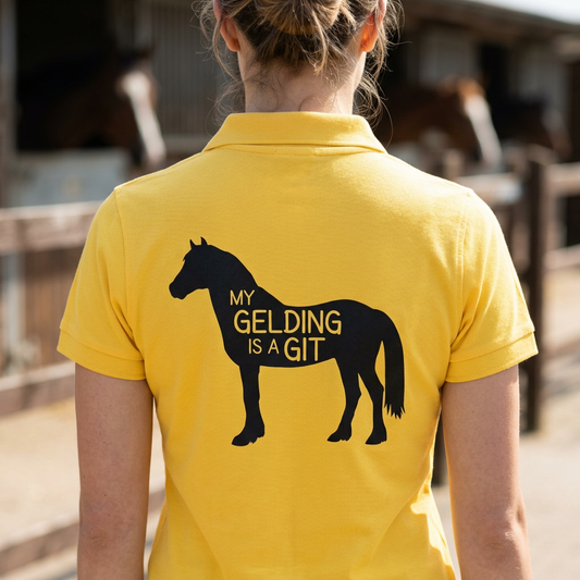 My Gelding Is A Git | Funny Horse Riding T-Shirt & Polo Shirt