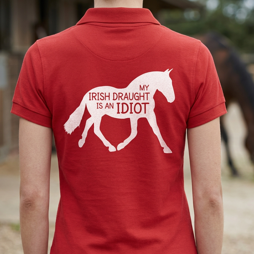 My Irish Draught Is An Idiot | Funny Irish Draught Horse T-Shirt & Polo Shirt