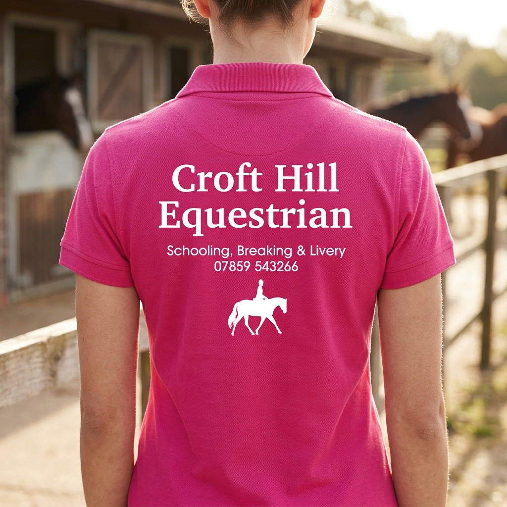 Personalised Equestrian Polo Shirt & T-Shirt | Livery Yard & Riding School Uniform