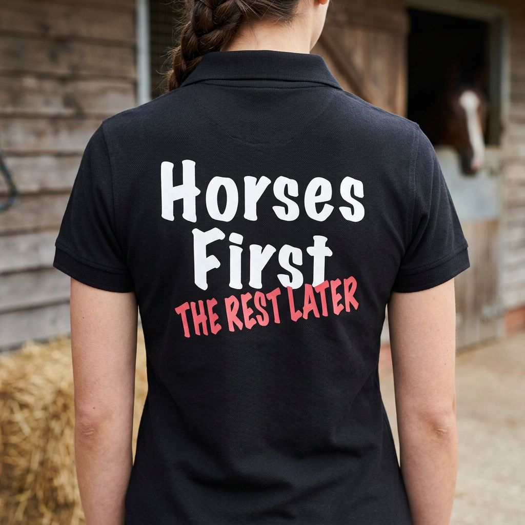 Horses First, The Rest Later | Funny Horse Riding T-Shirt & Polo Shirt