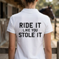 Title: Ride It Like You Stole It | Funny Horse T-Shirt & Equestrian Polo Shirt