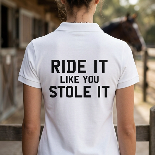Title: Ride It Like You Stole It | Funny Horse T-Shirt & Equestrian Polo Shirt