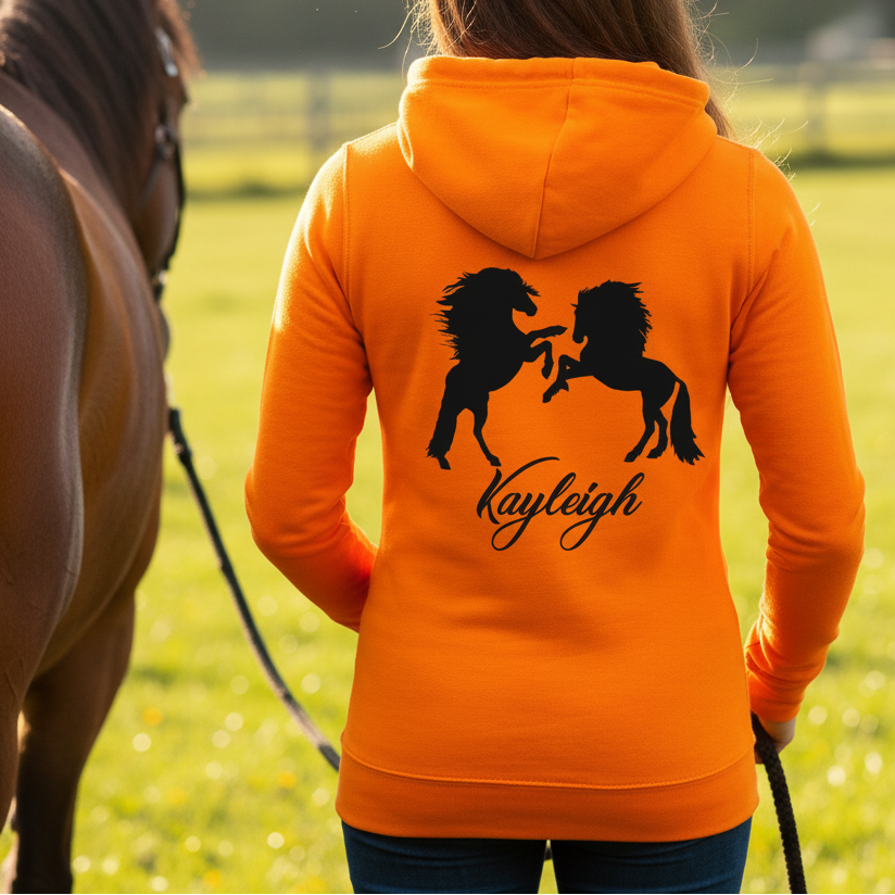 Personalised Rearing Horses Equestrian Hoodie