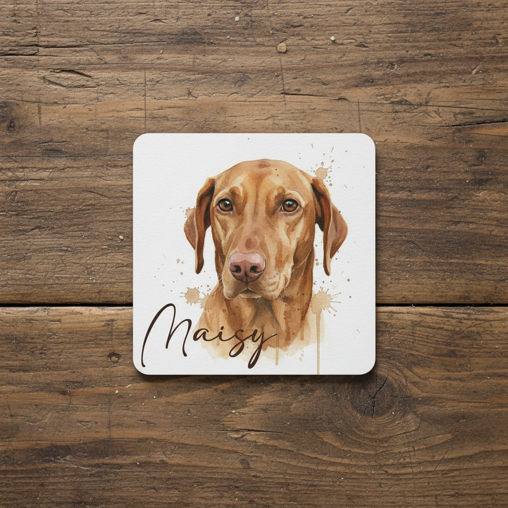 Custom Dog Watercolour Coaster & Mug Set - Personalised Pet Portrait with Name – Ideal Gift for Dog Lovers