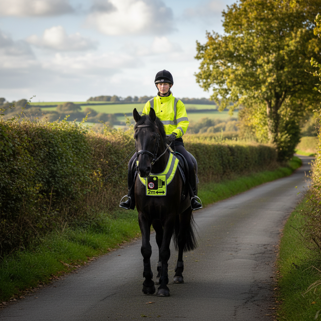 PRE ORDER - SQUARE Official PW&S High Visibility Equestrian Reflective Horse Breastplate With Camera Symbol and 2m Distance