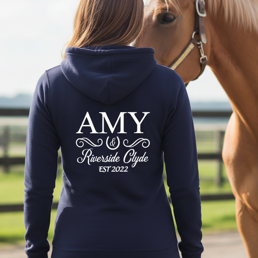 Personalised Horse and Me Equestrian hoodie, Names and Date