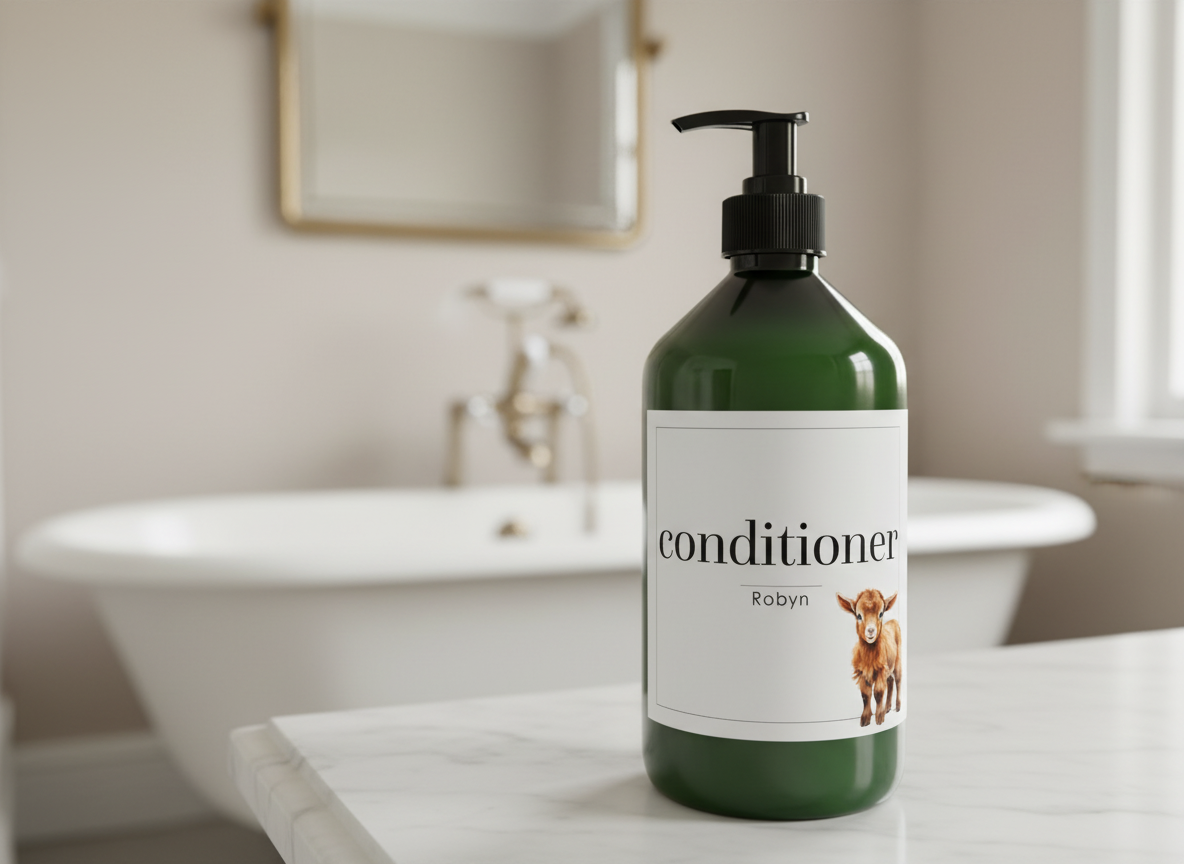 Refillable Green Plastic Bottle With White Waterproof Label And Black Pump - Kids Personalised Bathroom Accessories Baby Farmyard Animals