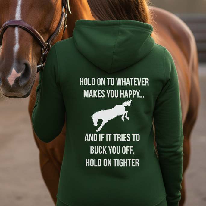 Hold on Tight Funny Equestrian Hoodie