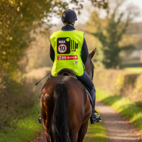 2025 Official PW&S High Visibility Hi Vis Equestrian Reflective Vest Tabard Waistcoat CAMERA, 10mph, PLEASE PASS WIDE & SLOW
