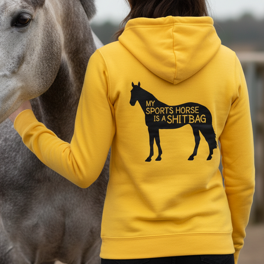 My Sports Horse Is A Shitbag Funny Equestrian Hoodie