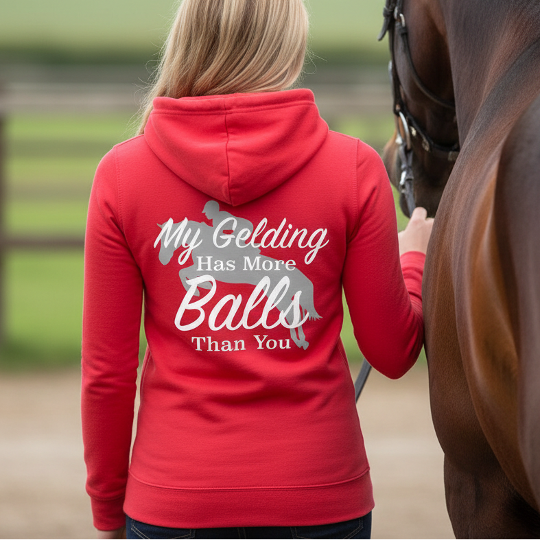 My Gelding Has More Balls Funny Equestrian Hoodie