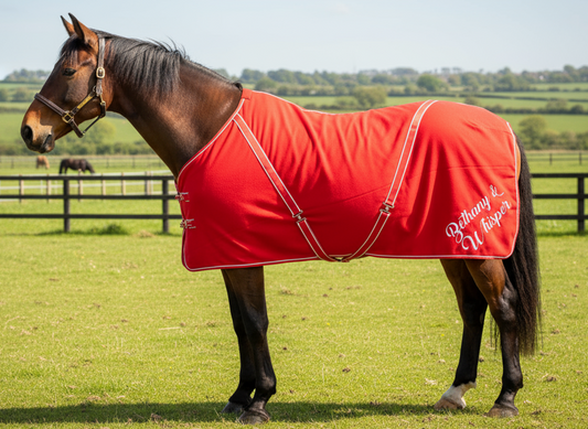 Personalised Equestrian Horse Pony Fleece Rug Cooler - Script Style