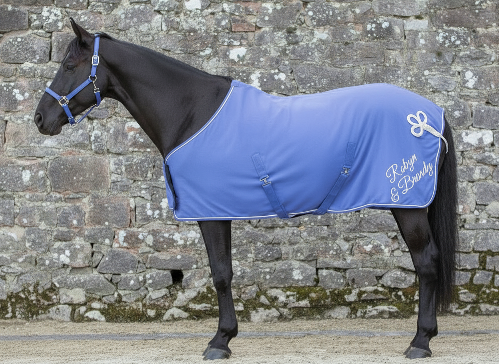 Personalised Horse Fleece Rug Cooler | Custom Name Glitter Print | Soft Anti-Pill Stable & Travel Rug