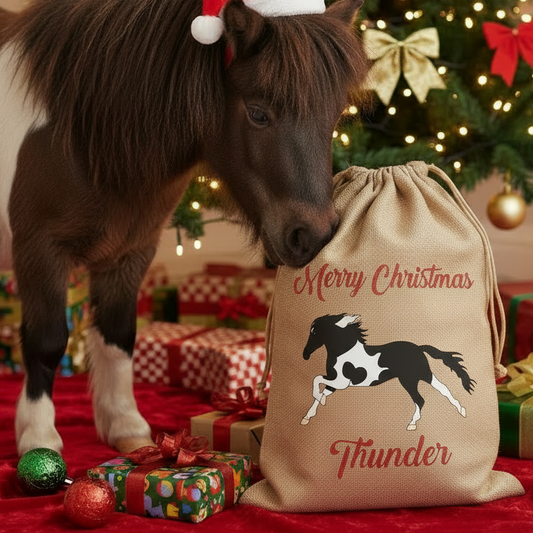 Personalised Elegant Equestrian Customised Horse Pony Christmas Sack