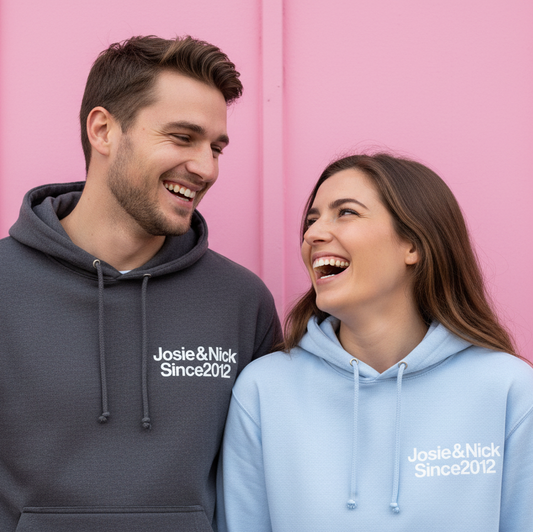 Personalised Names and Date Couple Hoodies x2